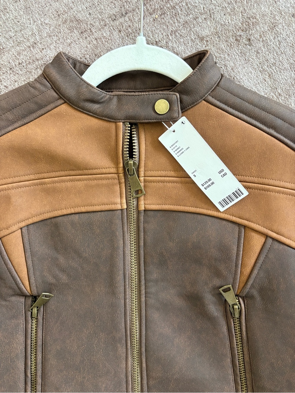 Lioness Brown Two-Tone Leather Jacket - Picture 2 of 6